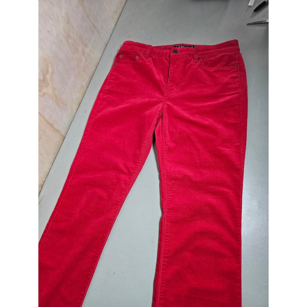 Lauren Ralph Lauren Red Corduroy Straight Leg Pants Womens Size 8 Stretch - Picture 5 of 16